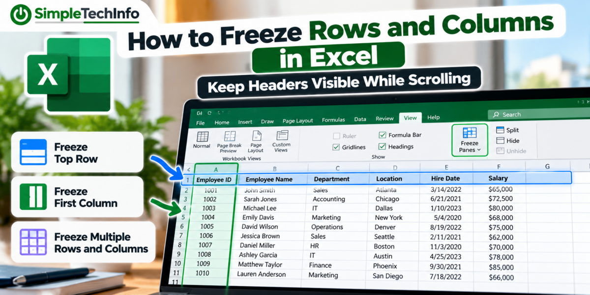 How to Freeze Rows and Columns in Excel: Keep Headers Visible While Scrolling
